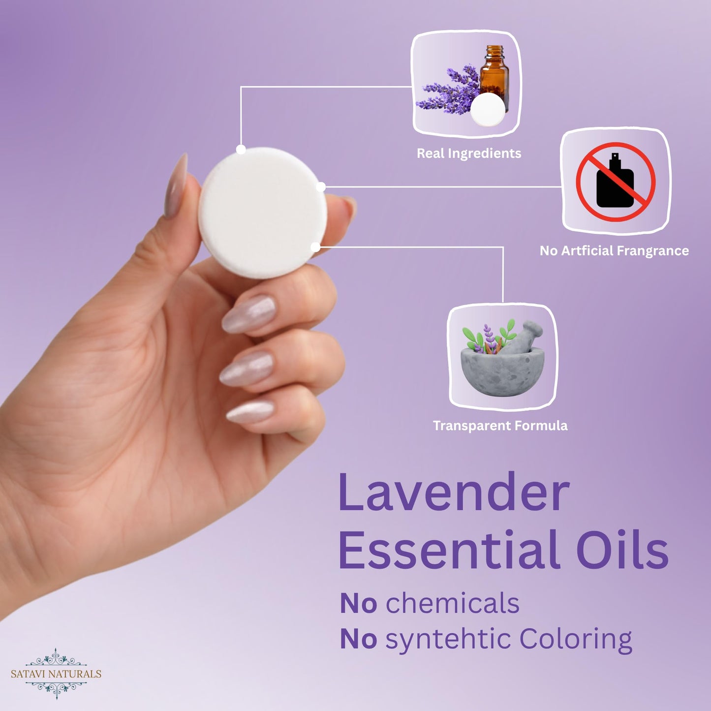 Satavi Naturals Lavender Shower Steamers (15-Pack) - Aromatherapy Valentine’s Day Gifts - Natural Essential Oil Spa Tablets for Relaxation & Stress Relief
