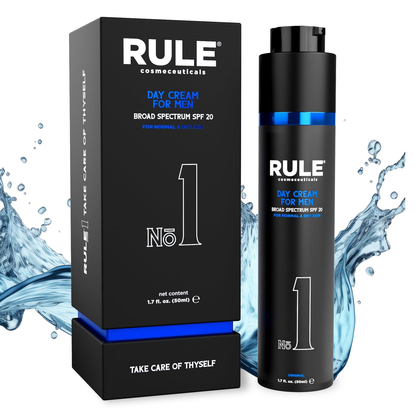 RULE COSMECEUTICALS No.1 Day Cream for Men, 10-in-1 Anti-Aging Face Moisturizer to Reduce Wrinkles & Dryness, SPF 20, Collagen, Vitamins B, C & E - Normal & Dry Skin - Original, 50 mL