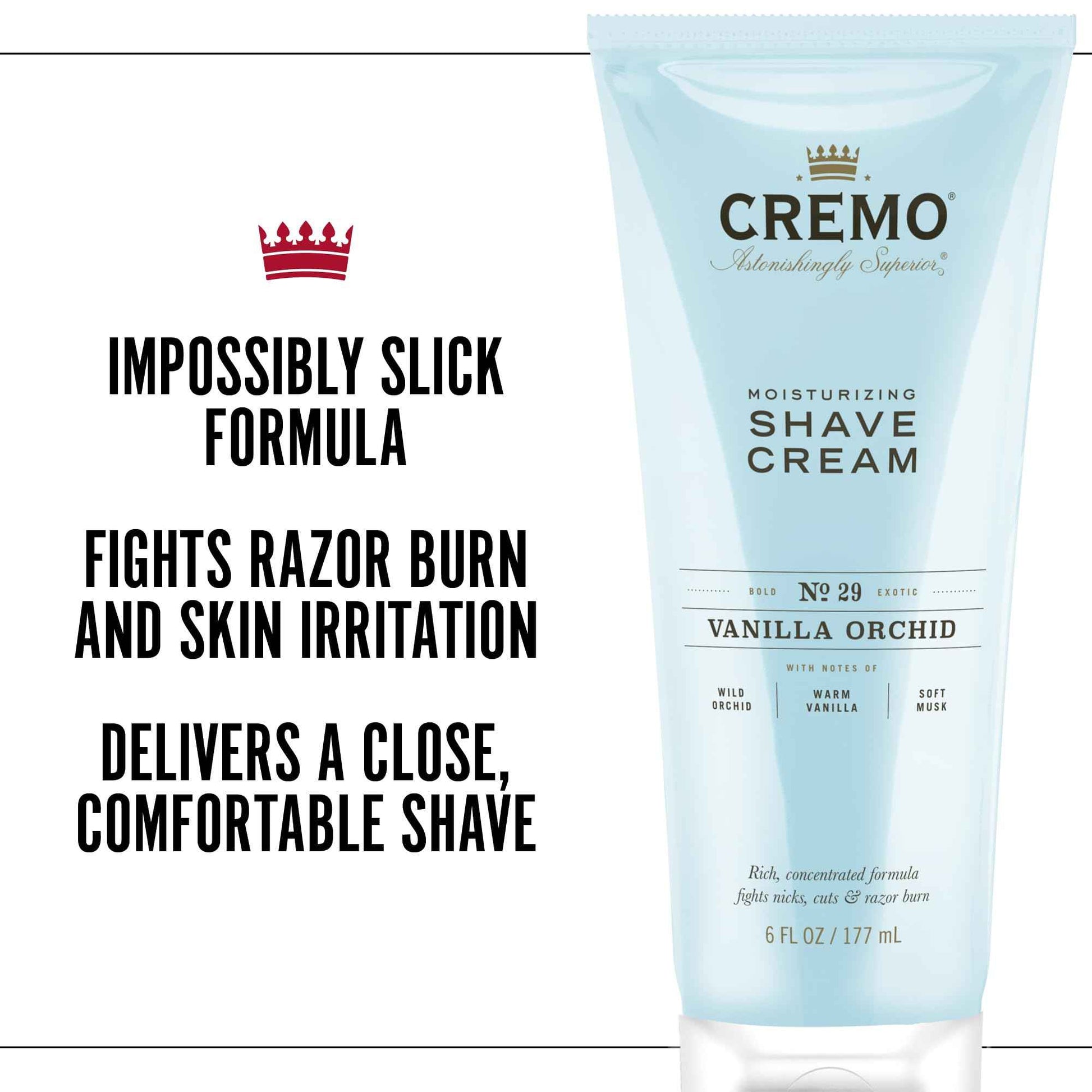 Cremo Womens Shaving Cream Sensitive Skin, Moisturizing, Vanilla & Orchid, Ultra-Slick Shave Cream for Women, Fights Nicks, Cuts and Razor Burn, 6 Fl Oz (Pack of 2)