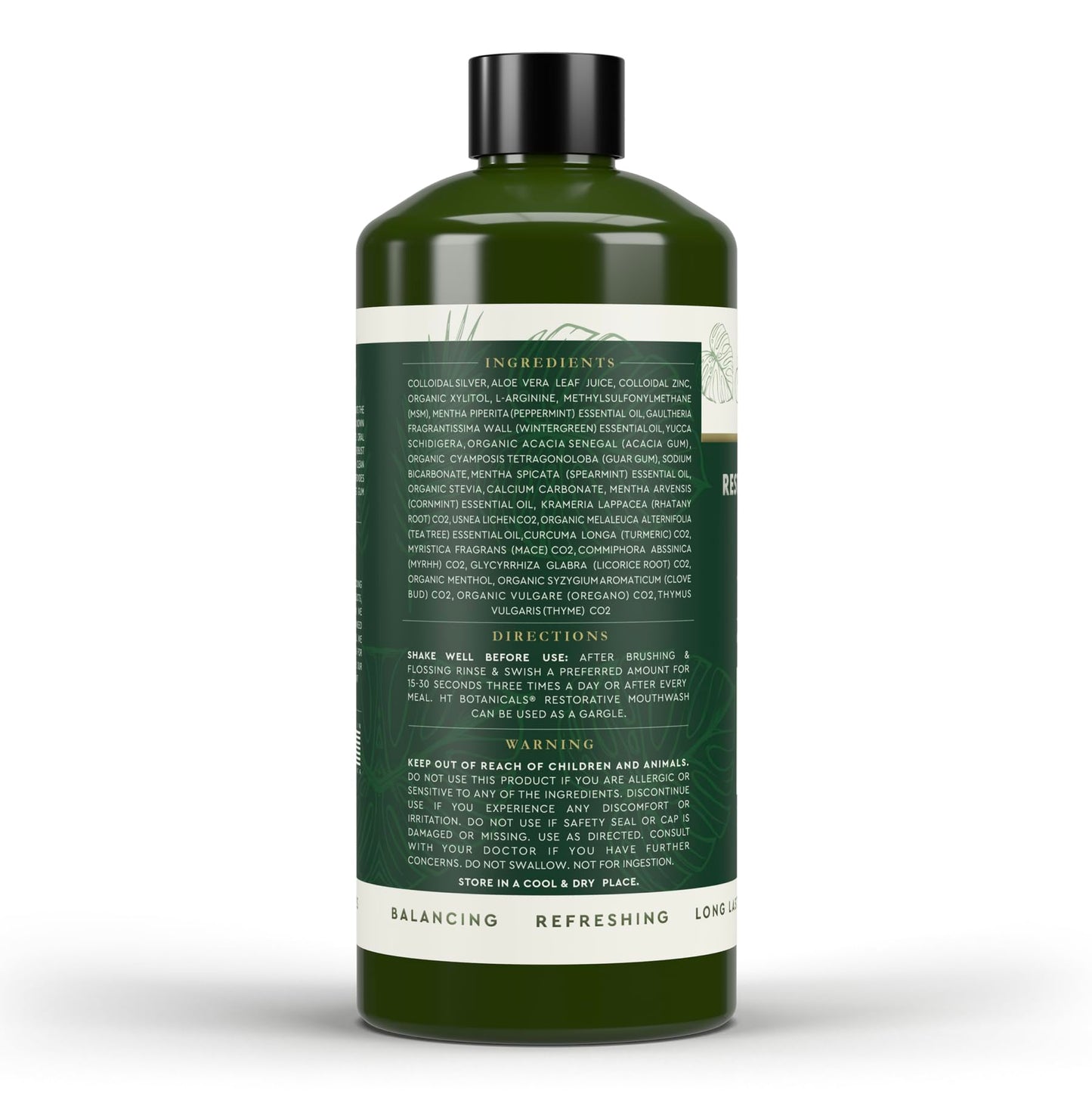 Heart Tone Botanicals Colloidal Silver Mouthwash | Nano Silver Alcohol-Free Mouth Rinse | Aloe Vera, Zinc, MSM & 18 Botanical CO2 Extracts | pH Balanced | Fluoride Free | Peppermint
