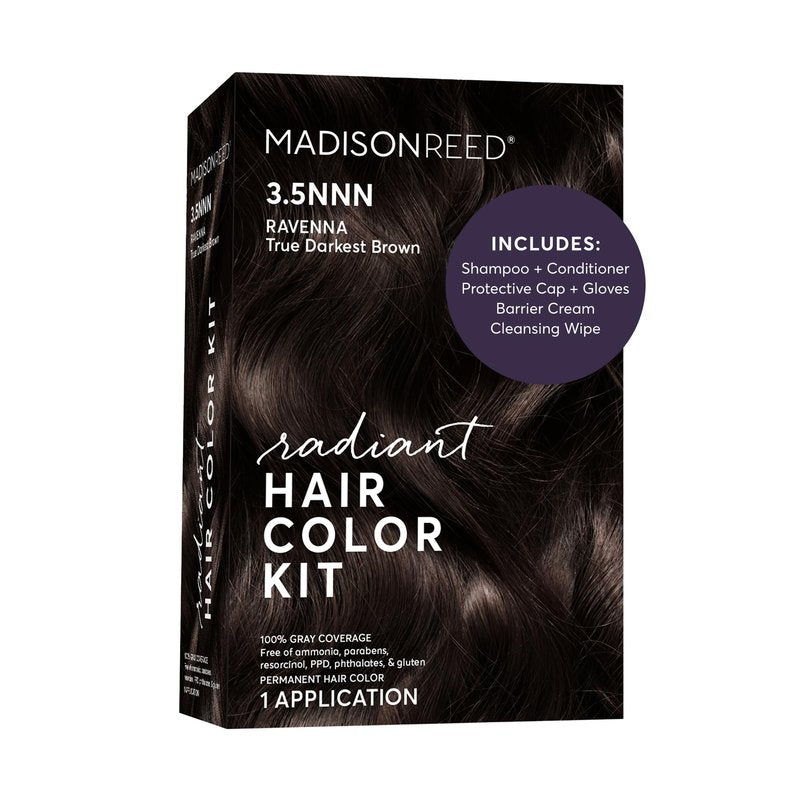 Madison Reed Radiant Hair Color Kit - 3.5NNN Darkest Brown-Black (Ravenna Brown), Permanent Hair Dye for Resistant Grays, 100% Gray Coverage | PPD-Free & Ammonia-Free, 1 Pack