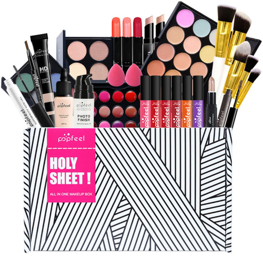 Pure Vie All-in-One Holiday Gift Surprise Makeup Set Essential Starter Bundle Include Eyeshadow Palette Lipstick Concealer Blush Mascara Eyeliner Face Powder Lipgloss Brush - Full Makeup Kit for Women