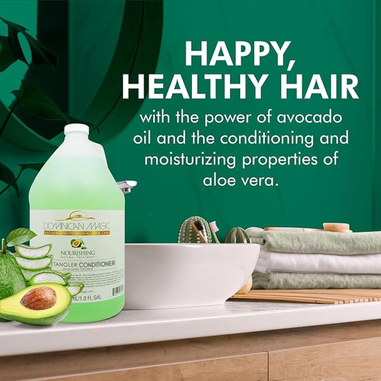 Dominican Magic Detangler Avocado Conditioner - Hair Conditioner for Women, All Natural Hydrating Conditioner, Coconut Infused Suitable for All Hair Types, 1 Gal