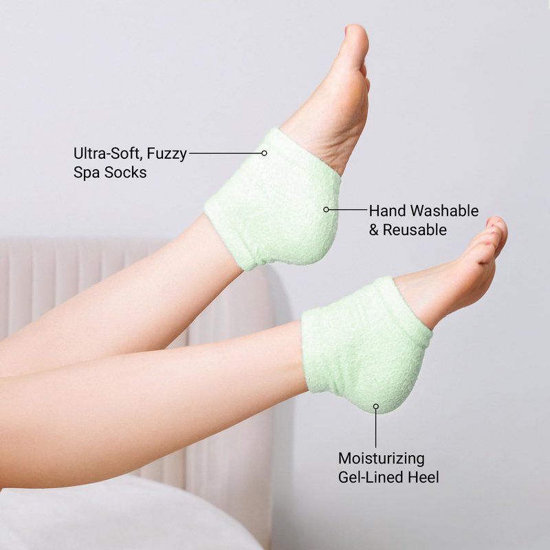 VOESH Heel Repair Duo, Solemate Heel Repair Balm & Moisturizing Heel Socks, Cracked Heel Stick Balm, Foot Care for Men & Women, At-Home Foot Care, Fuzzy Heel Socks, Toeless Spa Socks