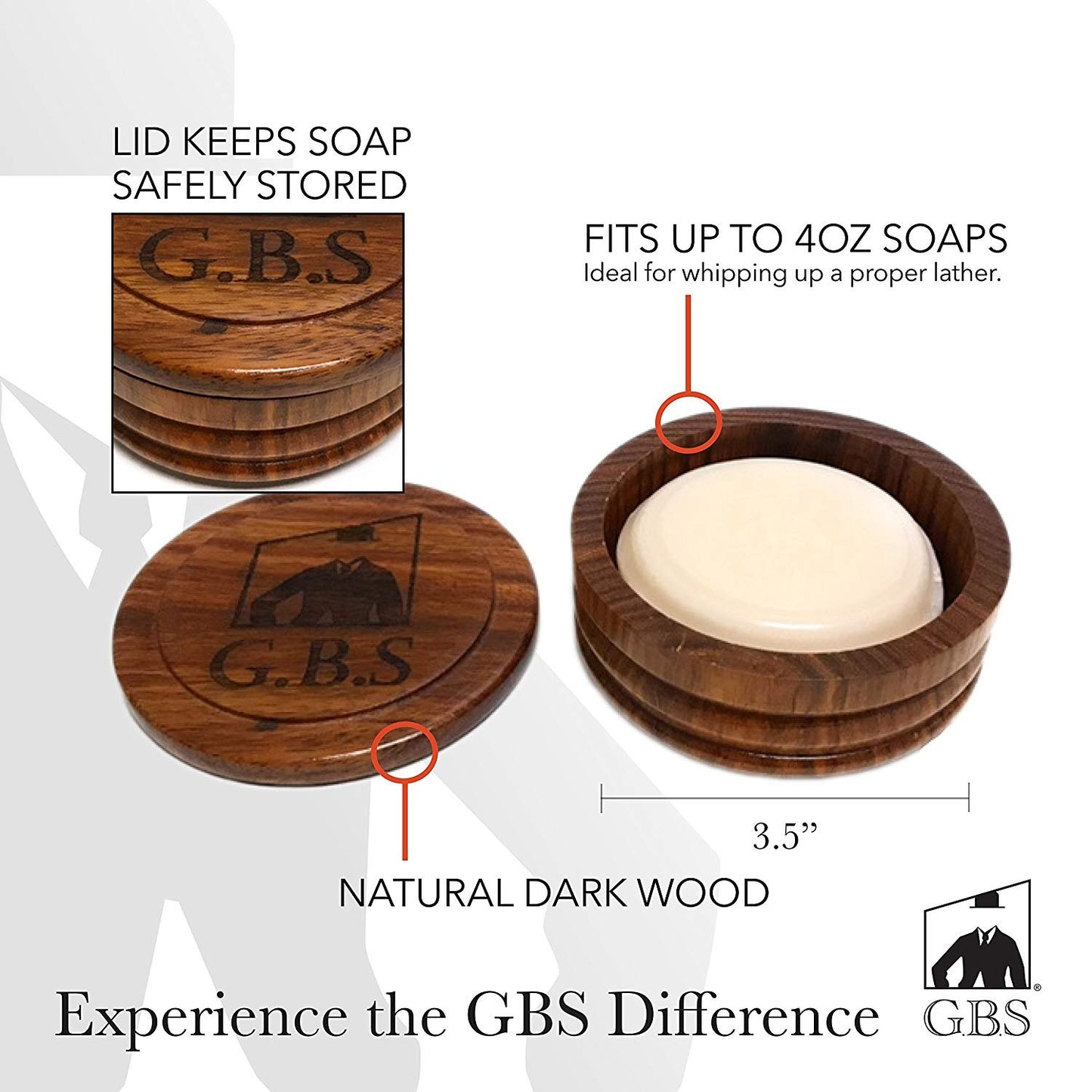 G.B.S GENTS Men’s Complete Shaving Kit - Wet Shave Set with Carbon Steel Razor, Leather Strop, Wooden Bowl, Vegan Brush, Leather Strop & Natural Soap