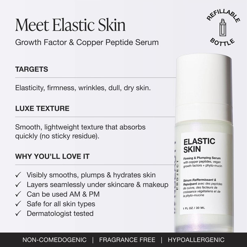 INNBEAUTY Project Elastic Skin Firming & Plumping Growth Factor Serum with Copper Peptides, 1 OZ (30ml)