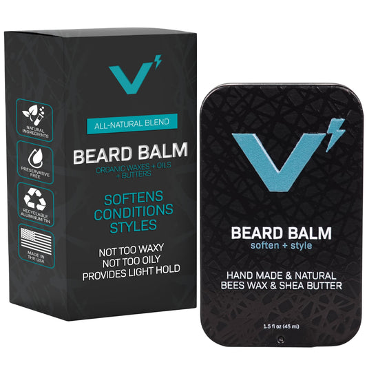 VOLT Grooming Beard Balm for Men, Organic Oils, Bees Wax, Mango & Shea Butter, Beard Care Moisturizer Leave in Conditioner for Beards, Natural Ingredients, Softens & Styles, Outback Scent, 1.5 Oz