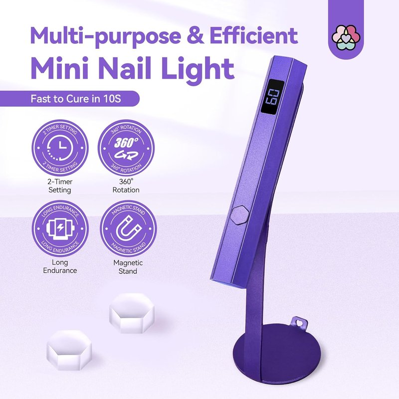 Handheld UV Nail Light - 2-in-1 Fast Curing & Nail Stamper | Wireless Magnetic LED with LCD Display