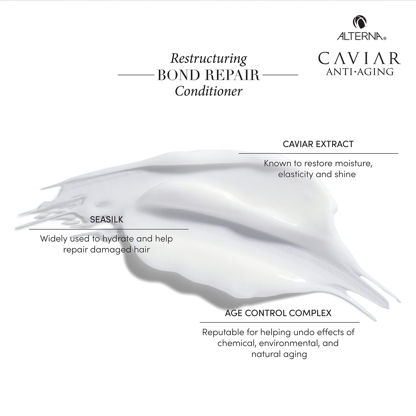Alterna Haircare CAVIAR Anti-Aging Restructuring Bond Repair Conditioner 33.8 Fl Oz | For Brittle, Damaged and Split Ends | Repairs, Strengthens and Protects Damaged Hair | Sulfate Free