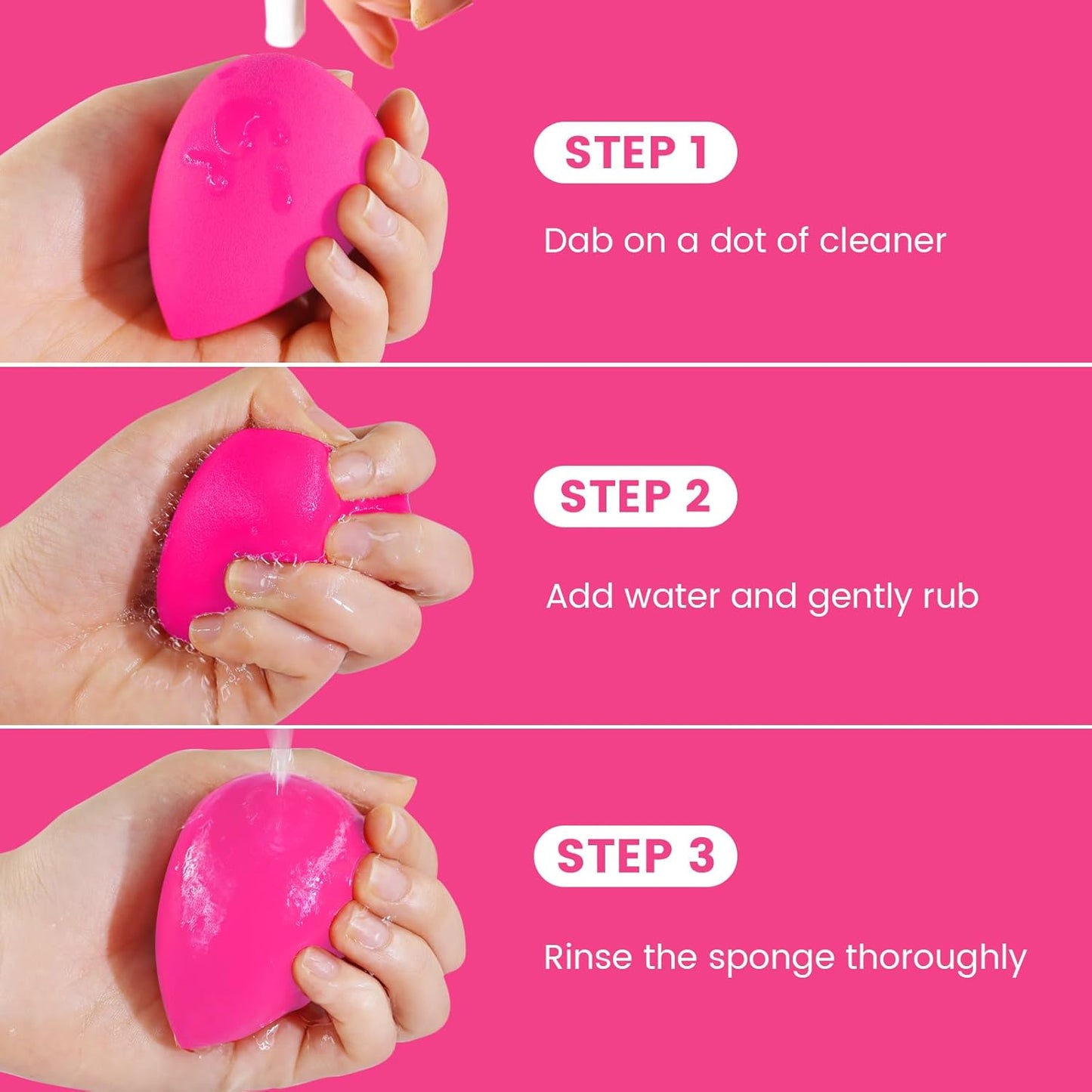 BEAKEY Makeup Sponge Set, 5 Pcs Foundation Blending Sponge, Beauty Sponges Flawless for Liquid, Cream, and Powder, Latex-Free and Vegan Boun Boun Makeup Sponges, Black