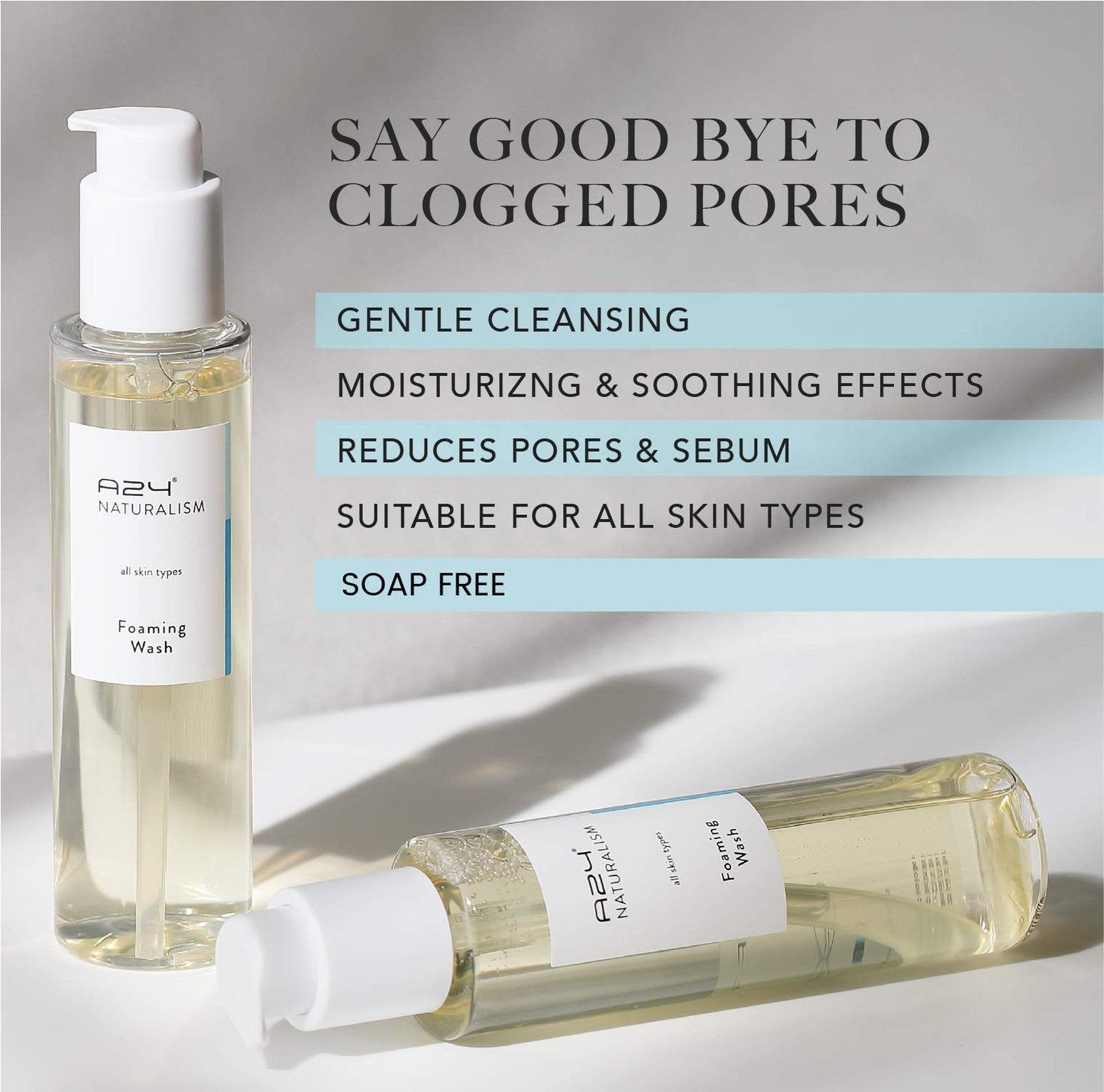 A24 Organic Aloe Foaming Wash | pH 5.5 | Hypoallergenic | No Water Added | 99% Natural | Vegan Formula | Ideal for Sensitive and Dry Skin | Soap Free