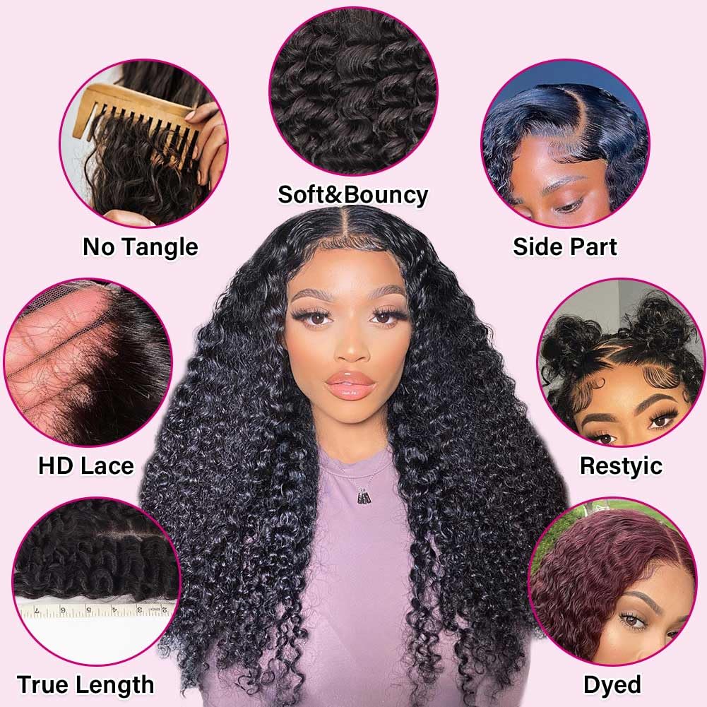Omswet 5x5 HD Lace Deep Wave Closure Human Hair SKINLIKE 0.1mm Ultra-Thin Invisible HD Lace Pre Plucked Small Knots Closures 12A Unprocessed Brazilian Virgin Remy Hair Wet And Wavy 10 Inch