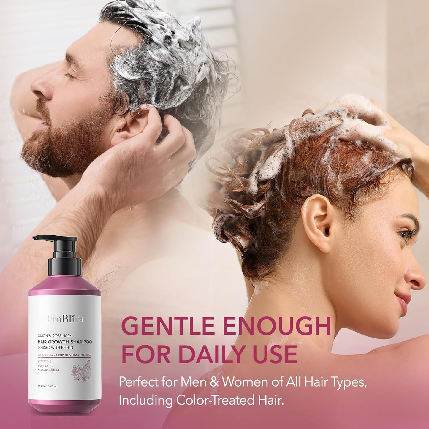 ProBliva Hair Growth Shampoo and Conditioner Set: Onion, Rosemary and Biotin Shampoo & Conditioner for Thinning Hair and Hair Loss – Strengthens, Nourishes & Promotes Thicker Hair and Healthier Scalp