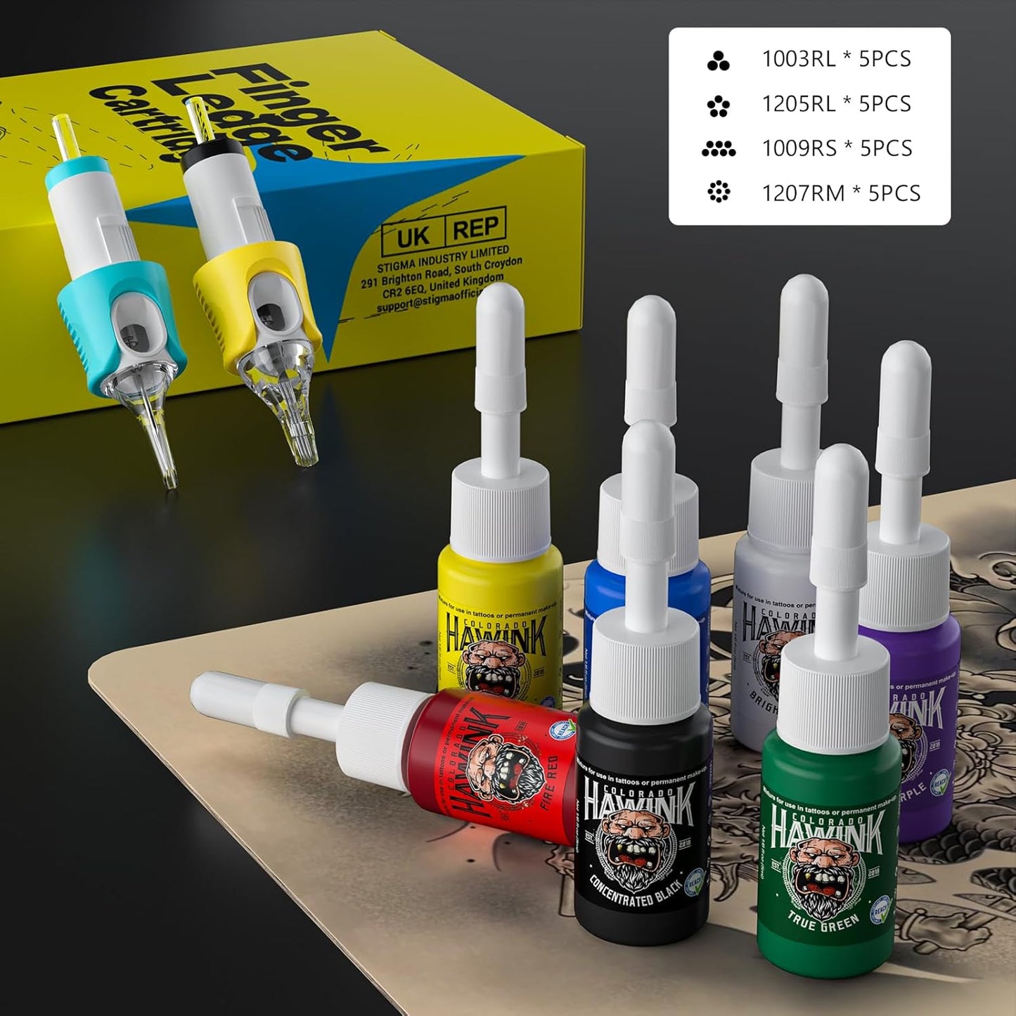 Wireless Tattoo Machine Pen Kit - Complete Tattoo Gun Set with 2 Batteries, 16 Needles & 7 Ink Colors