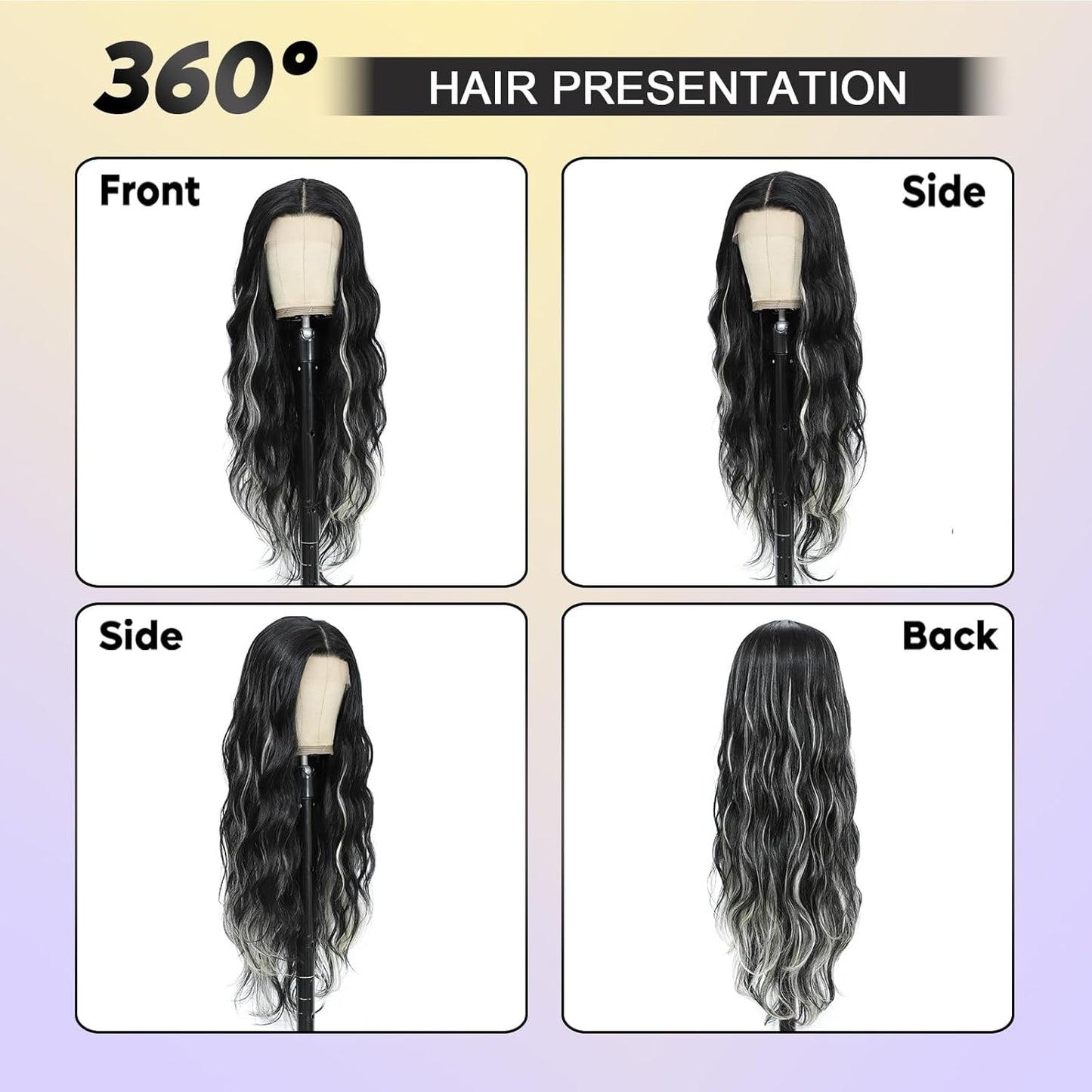 28-Inch Long Wavy Synthetic Lace Front Wig - Pre-Plucked, Glueless, Heat Resistant | Natural Wave for Women