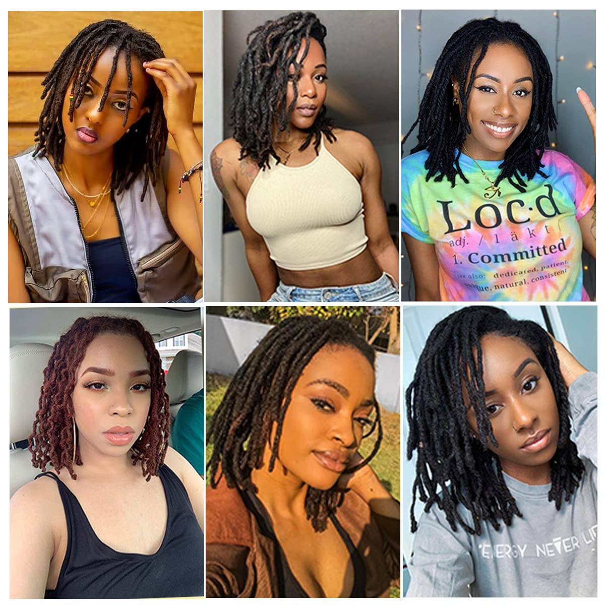 WacanDan Dreadlock Extensions, 8inch Human Hair, 30 Strands, Natural Black, Handmade Solid Color Crochet Loc Extensions, 0.6cm Width, Hair Extension for Women/Men/Kids