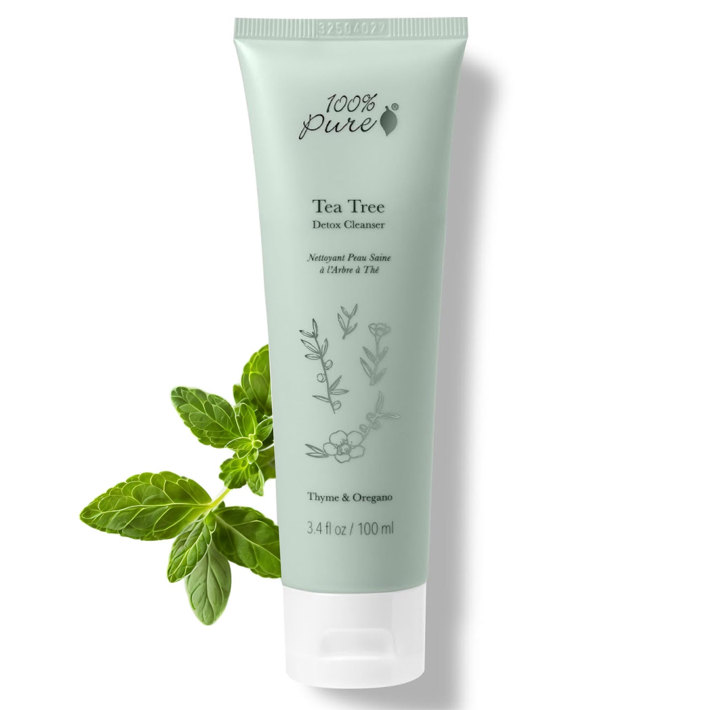 100% PURE Tea Tree Detox Cleanser - Clear Complexion Foaming Face Wash, Acne Blemish Treatment, Deep Skin Cleansing and Pore Declogger for Breakout Prone or Oily Skin - Vegan - 3.4oz