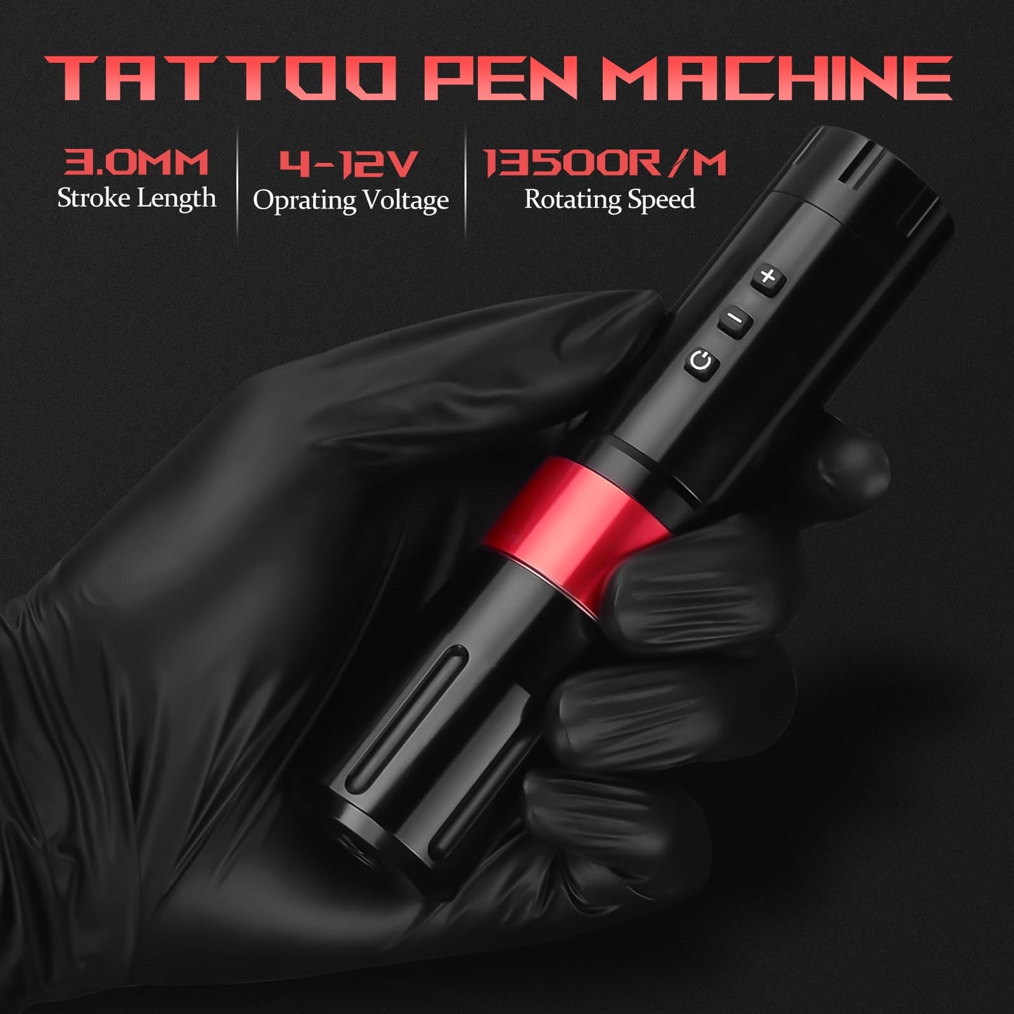 ATOMUS Cordless Tattoo Pen Machine Kit, 2000mah Rechargeable Pen Style Tattoo Cartridge Machine with Digital OLED Display 40pcs Tattoo Cartridge Needles 60pcs Ink Cups 6pcs Tattoo Dip Foam Cup