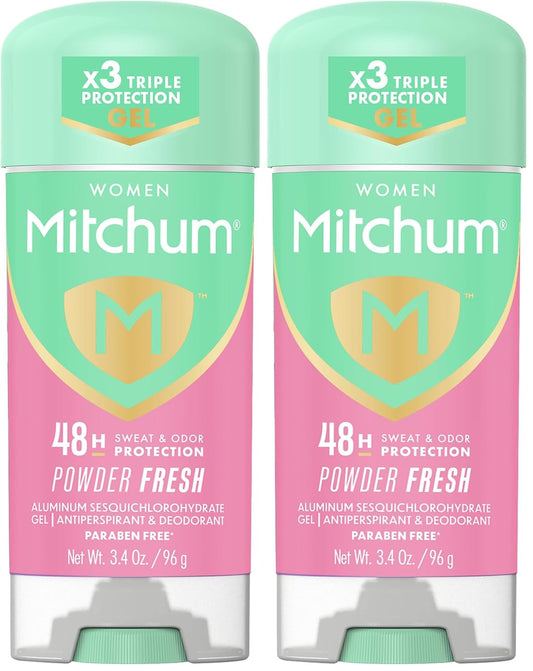 Mitchum Women’s Triple Odor Protection Antiperspirant & Deodorant Gel, Powder Fresh, 48HR Protection, 3.4 oz