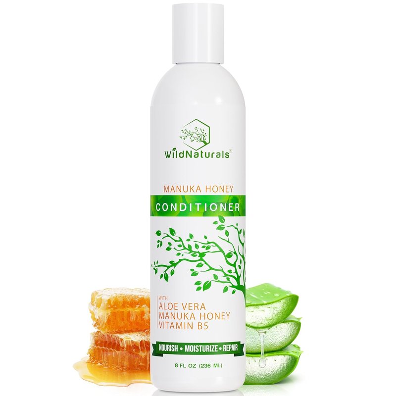 Natural Hydrating Conditioner - Sulfate-Free Dandruff Relief with Aloe Vera & Manuka Honey | Ideal for Oily & Curly Hair