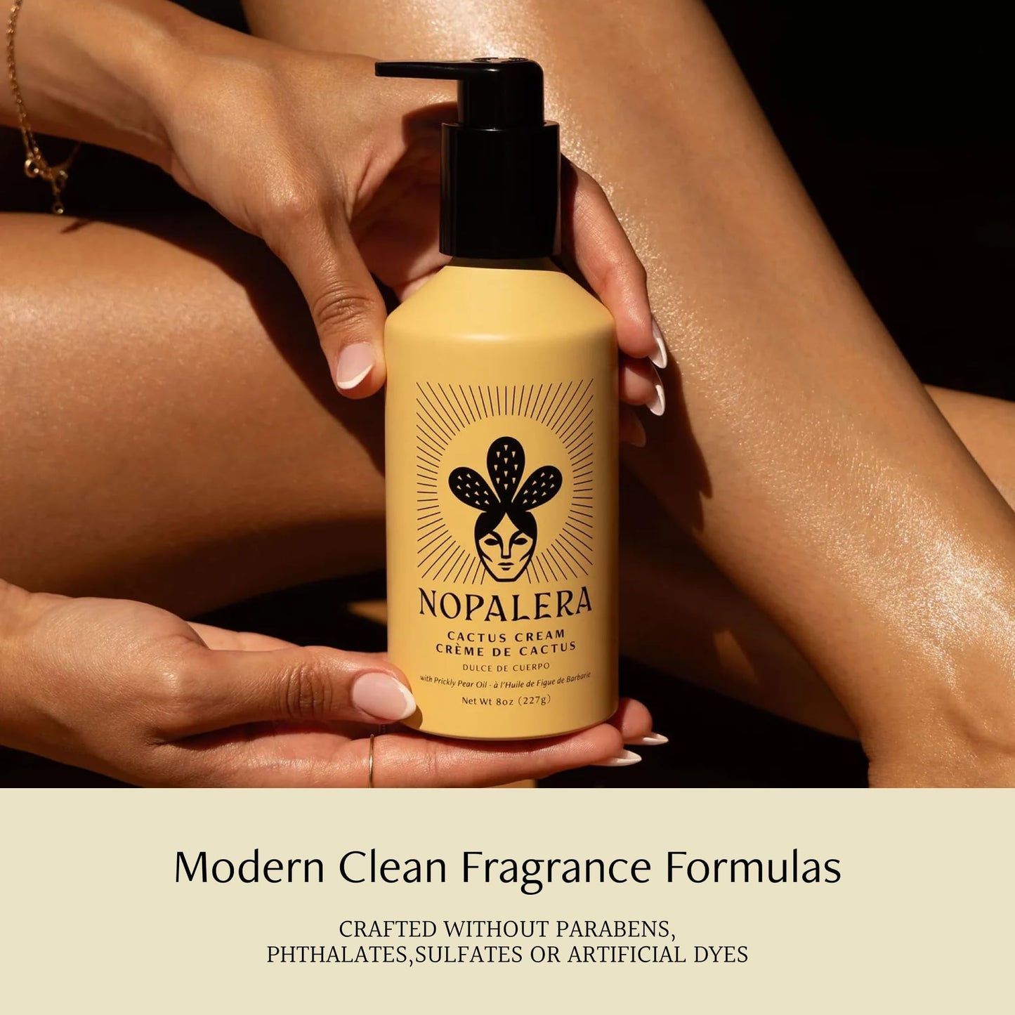 Nopalera Dulce de Cuerpo Cactus Cream - Moisturizing Body Lotion with Prickly Pear Oil, Amber, Citrus, and Warm Vanilla Fragrance, Vegan, 8 oz.