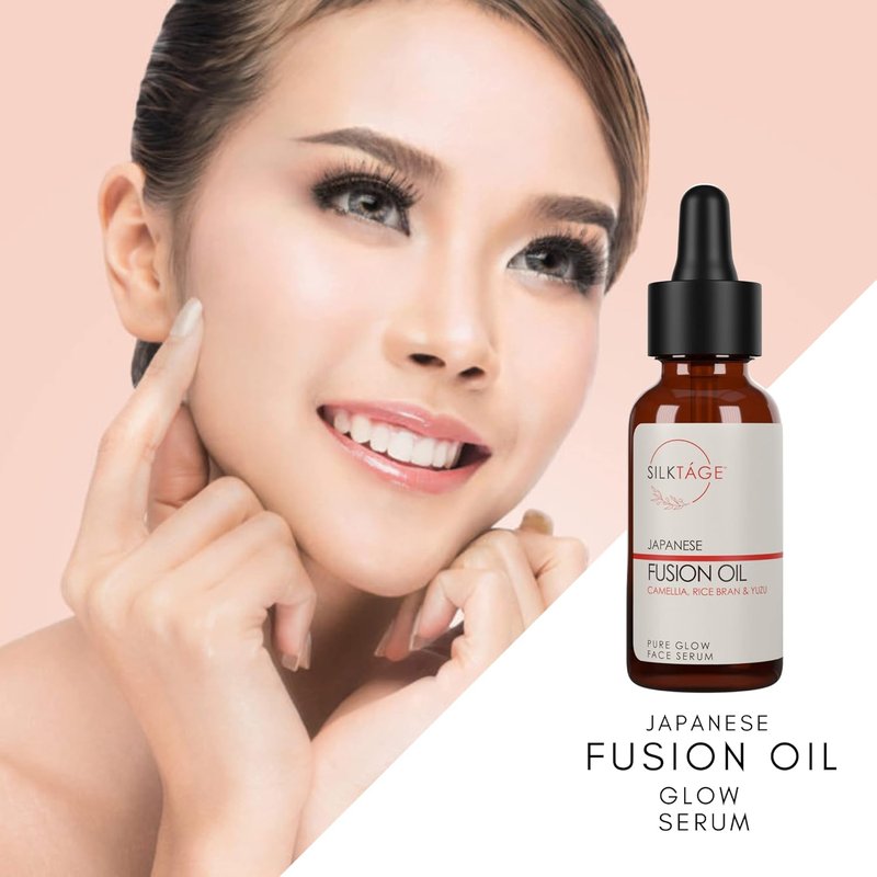 Japanese Fusion Oil - Pure Glow Face Serum for Dry Skin & Fine Lines | Camellia & Yuzi, 1 Fl Oz