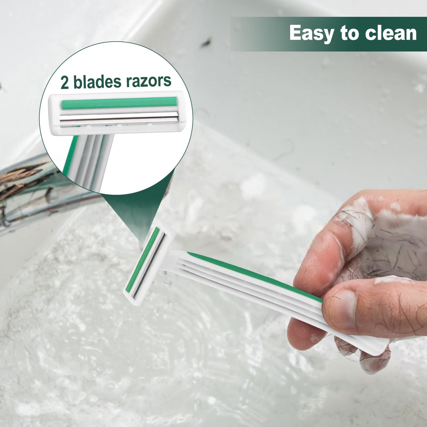 50 Disposable Razors in Bulk,Green Razors Individually Wrapped Bulk