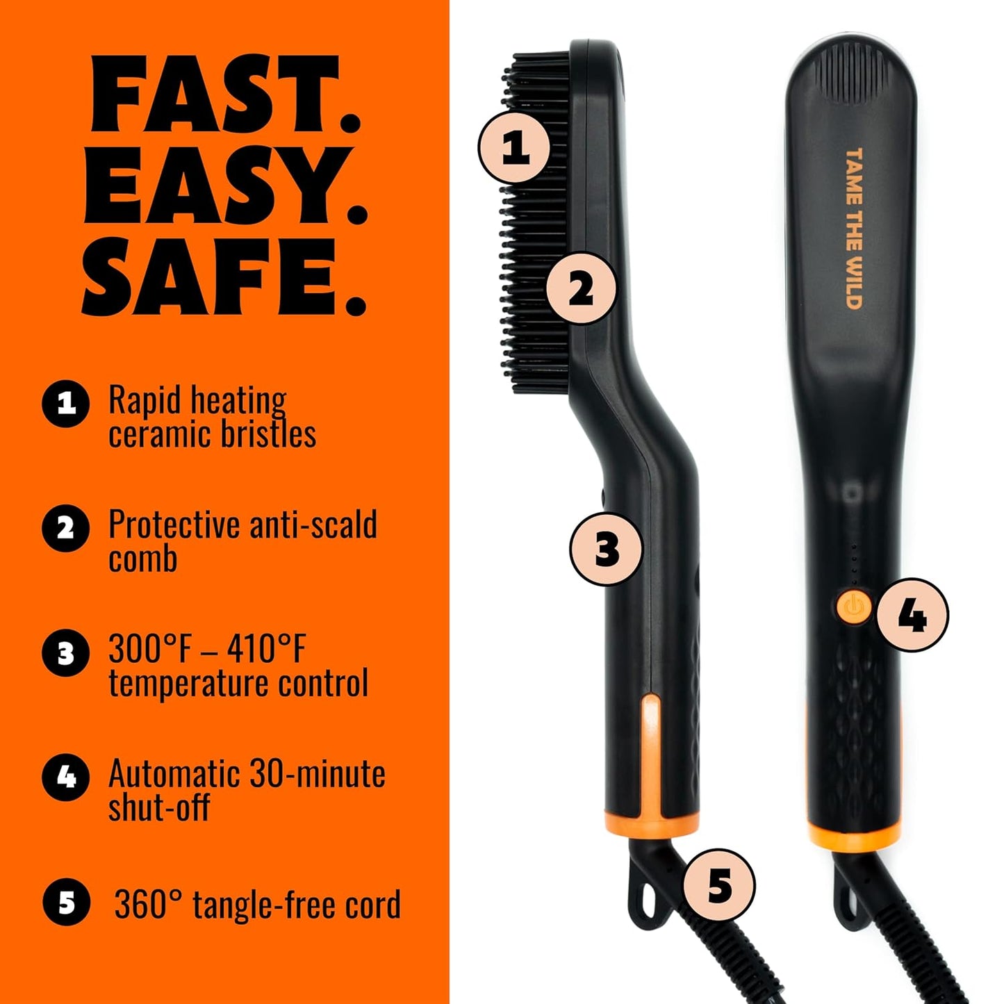 Premium Beard Grooming Kit - Heated Brush, Straightener Comb & Care Essentials | Complete Set