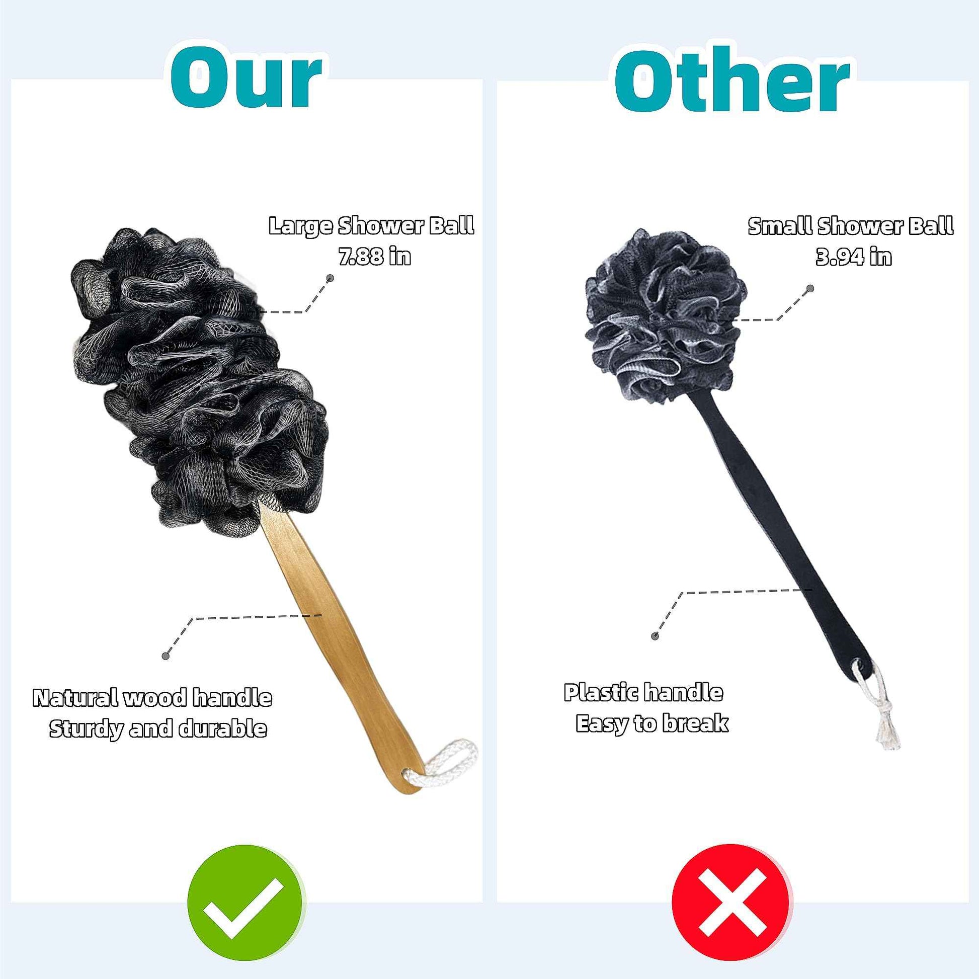 Exfoliating Natural Loofah Sponge Back Scrubber for Shower, Exfoliating Sponge for Shower, Bath Shower Scrubber for Men and Women, Luffa Scrubber to Clean Your Back Deeply Relax Your Body (3 Pack)