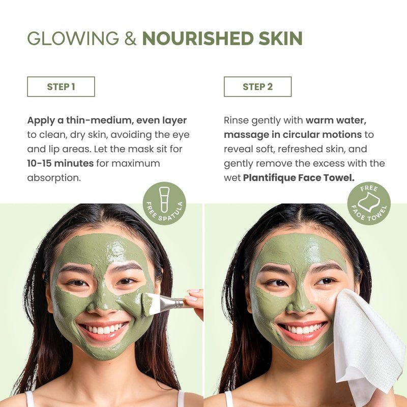 PLANTIFIQUE Korean Skincare Clay Mask – Hydrating Mud Mask with Avocado & Superfoods, Dermatologist-Tested for Face & Body – Vegan, 3.4 Oz/100ml