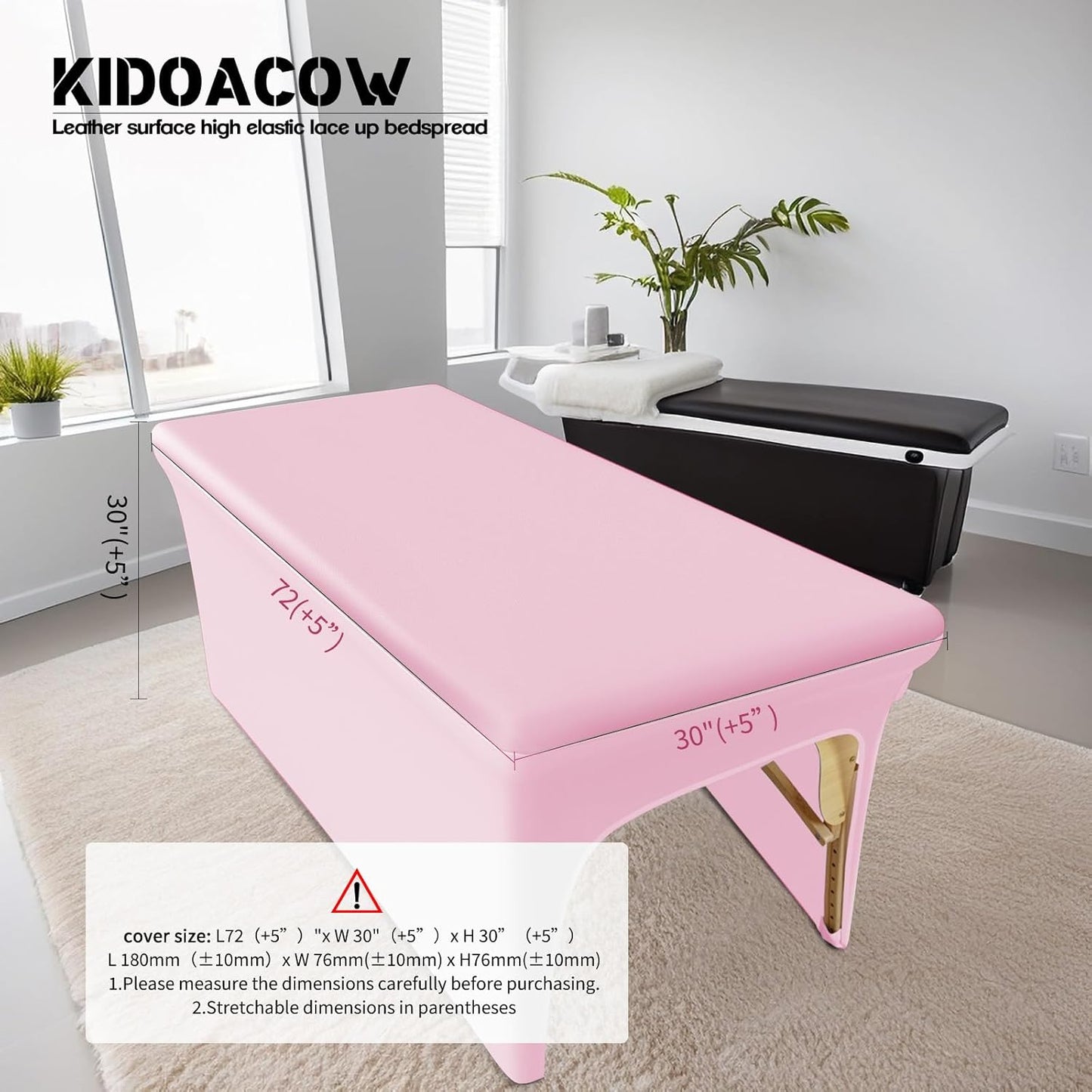 Pink Lash Bed Cover - 6FT Vinyl Massage Table Protector | Silky, Waterproof & Durable Spa Bed Cover for Estheticians
