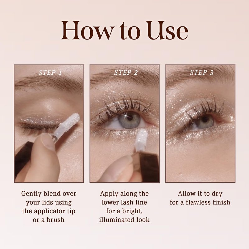 DEARDAHLIA Paradise Shine Eye Sequins (Muse) - Lightweight Liquid Glitter Eyeshadow, Minimal Fallout, High-Shine Pearl Finish, Lightweight, Blendable, Vegan Korean Eye Makeup. 0.14 oz