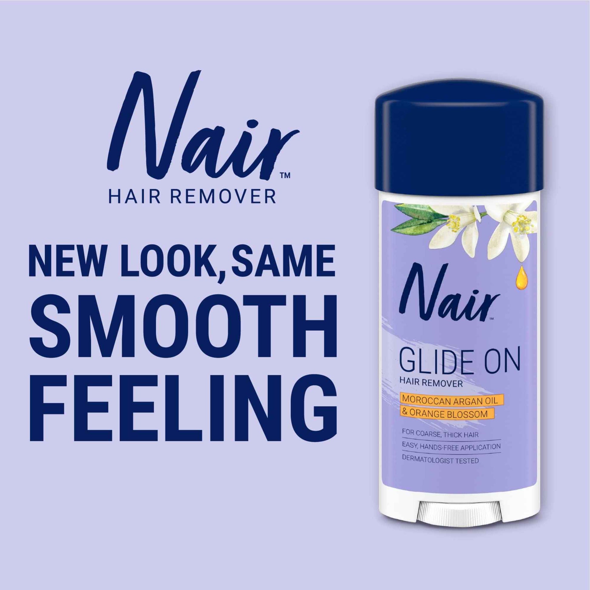 Nair Glide On Hair Removal Cream, Arm, Leg, and Bikini Hair Remover, Depilatory Cream, 3.3 Oz Stick (Pack of 2)