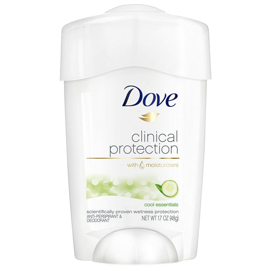 Dove Deodorant for Women, Clinical Protection Antiperspirant, Cool Essentials 4-Pack – Prescription Strength Wetness Protection with ¼ Moisturizers, 1.7 Oz Ea