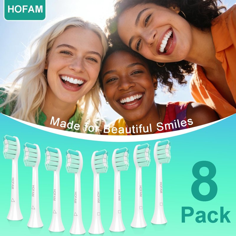 HOFAM Replacement Toothbrush Heads for Philips Sonicare Replacement Heads, Replacement Brush Head Compatible with Phillips Sonic Care Click on Electric Toothbrush, 8 Pcs
