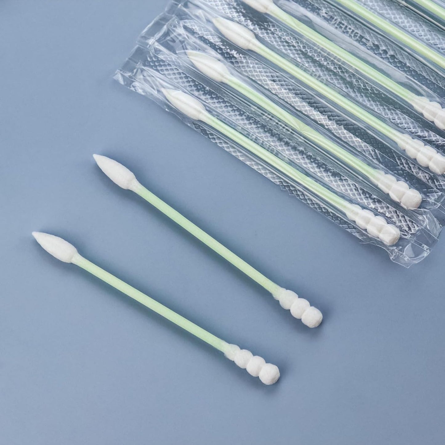 Individually Wrapped Cotton Swabs - 1000 Count Travel Swabs for Ear & Makeup | Green Spiral Pointed End