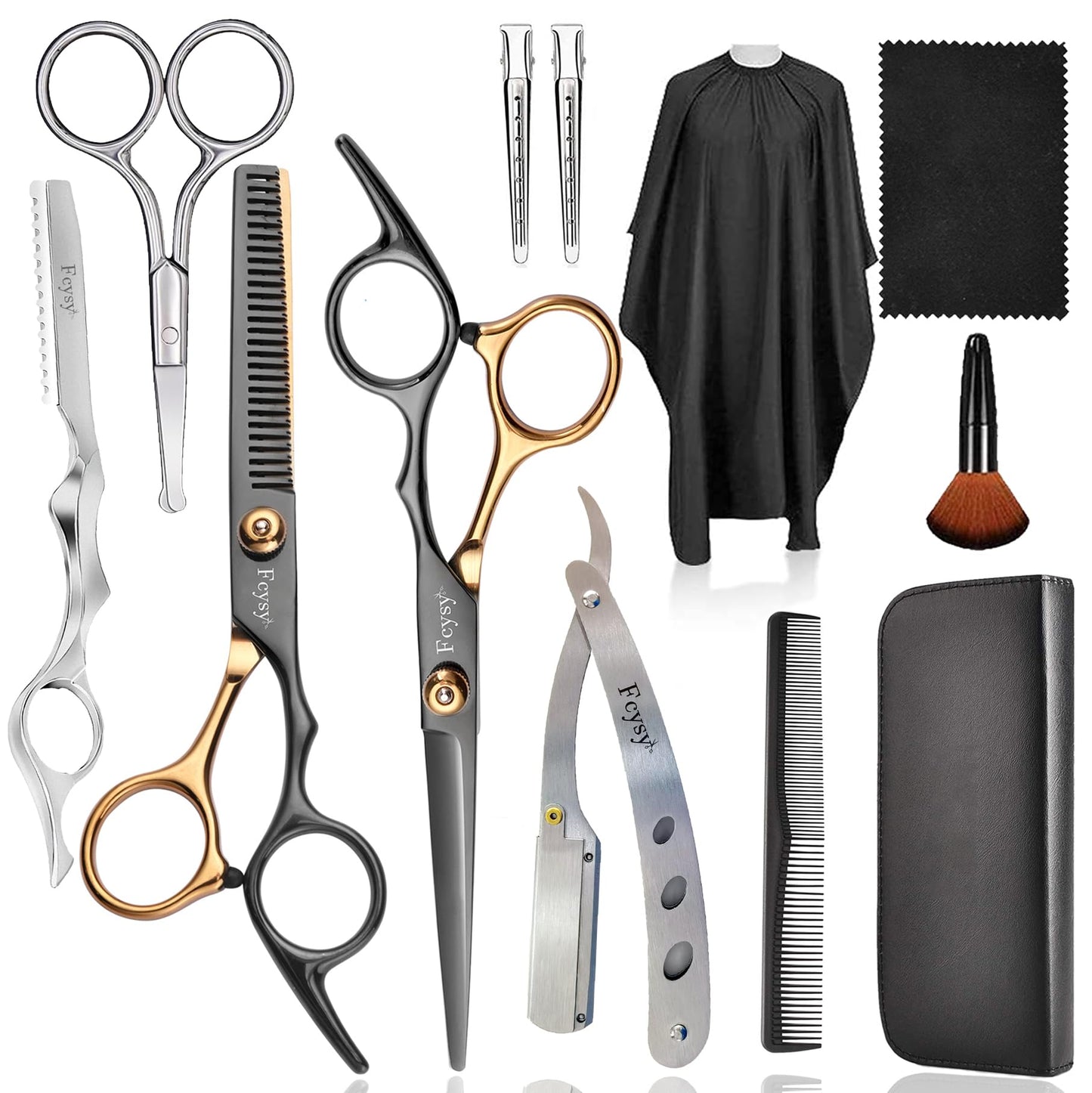 Fcysy Professional Hair Cutting Scissors Thinning Shears Kit, Barber Haircut Shears Texturizing Scissors Set, Hair Trimming Salon Blending Shears Kit for Women Men