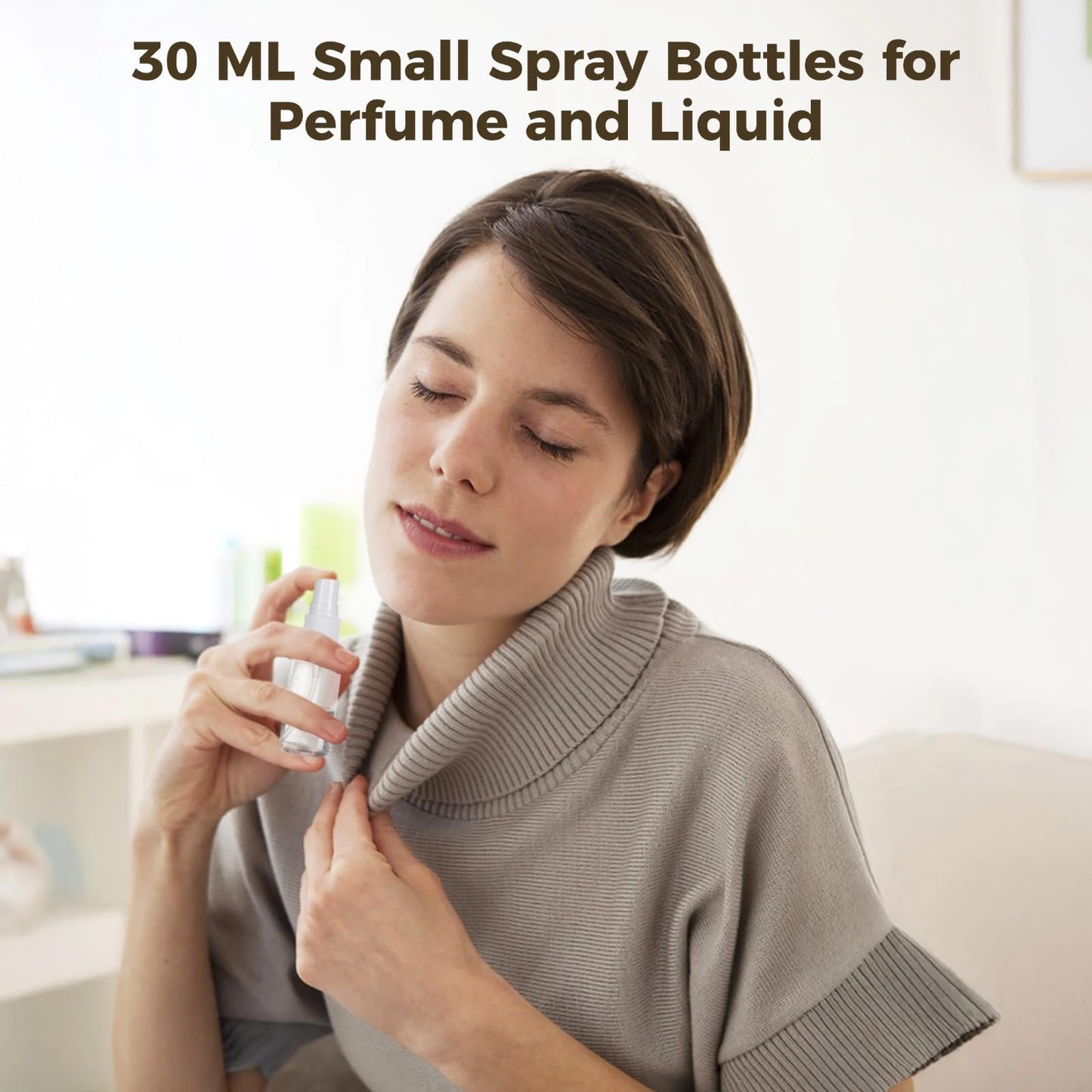 OMISTAR 100 PCS 1 oz Mini Small Spray Bottle - 30ml Transparent Plastic Travel Spray Bottles for Perfume Cosmetic, Travel Size with 5 Funnels, Convenient Refillable, Leak-proof Design