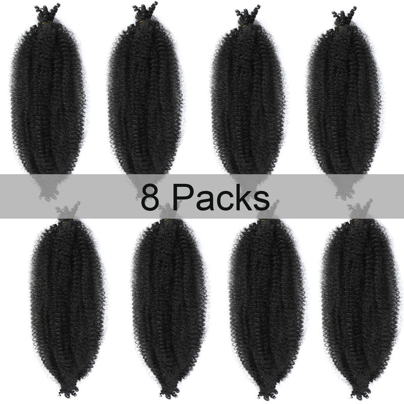 Kossys 8 Packs Springy Afro Twist Hair 16 INCH Pre-fluffed Naturaly Twist for Protective Styling Marley Crochet Twist Braiding Hair for Black Women (22inch, Black)