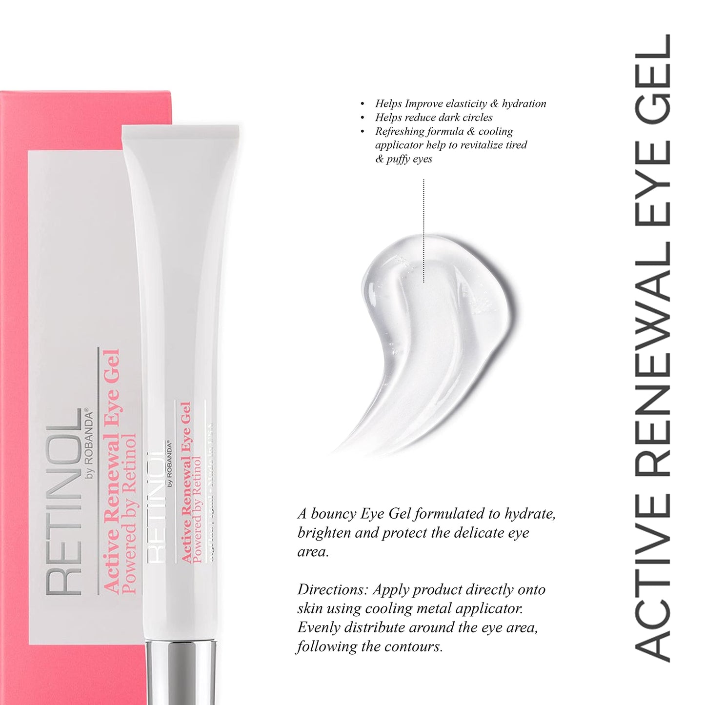 Robanda Retinol Active Renewal Eye Gel│ Under Eye Treatment For Dark Circles and Puffiness │ For All Skin Types