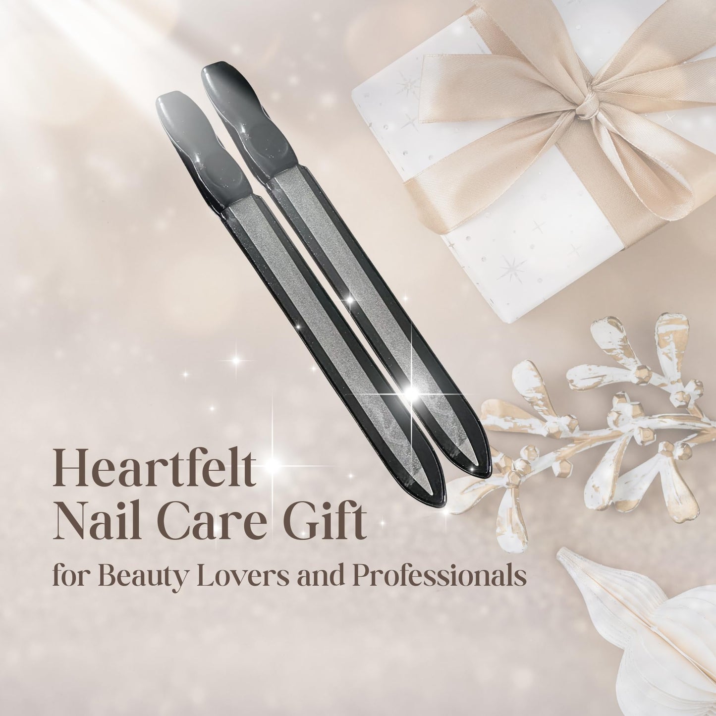 Metal Nail File 2-Pack with Case, Stainless Steel Diamond Nail File for Natural Nails, Double-Sided Fine & Coarse Fingernail File, Precision Shaping, Manicure Tool Gift