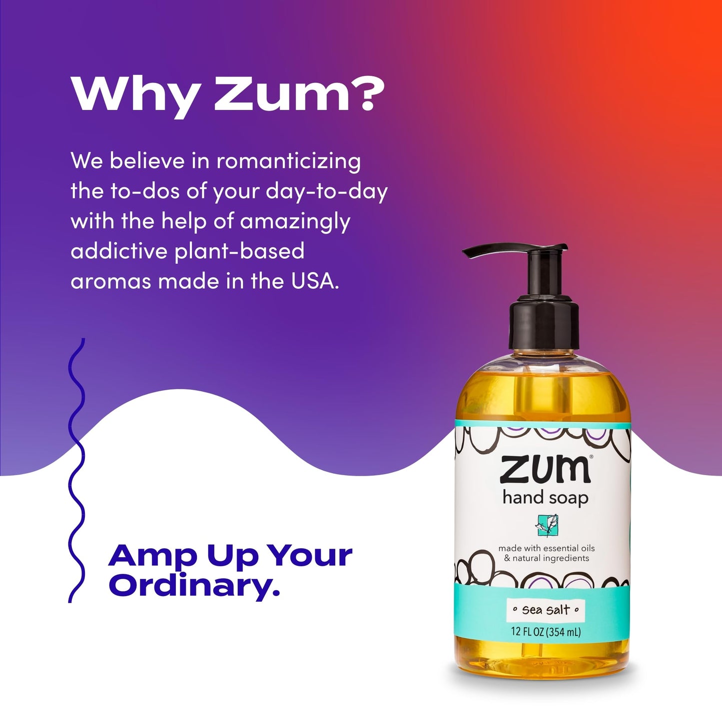 Zum Indigo Wild Hand Soap - Natural Liquid Hand Soap - for Bathroom & Kitchen - Sea Salt Scent - 12 oz (4 Pack)