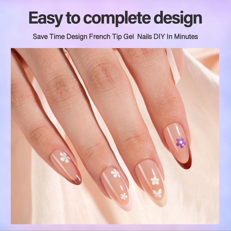 Vansiho French Gel Nails Kit - Medium Almond French Tip Press on Nails Kit, Nail Gel and Nail Lamp for Gift and Nail Art DIY