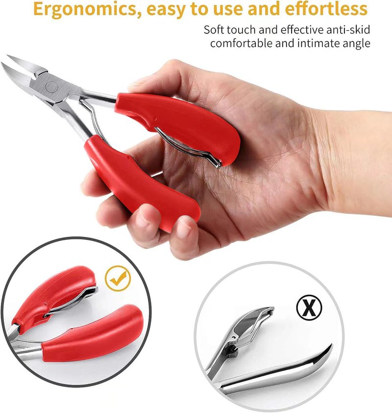 Aogeili Ingrown Toenail Clippers Kit, Professional Thick & Ingrown Toe Nail Clippers for Seniors Men & Women, Stainless Steel Super Sharp Curved Blade Pedicure Nipper with Ingrown Lifter Tool (Red)