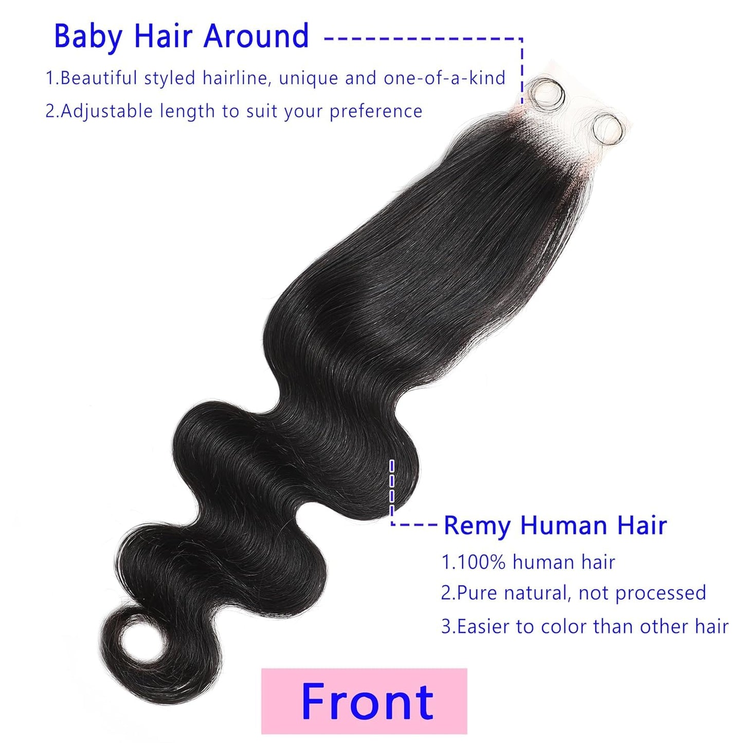 HD Transparent Lace Closure - Body Wave 100% Virgin Human Hair | 16 Inch, Pre-Plucked Natural Hairline