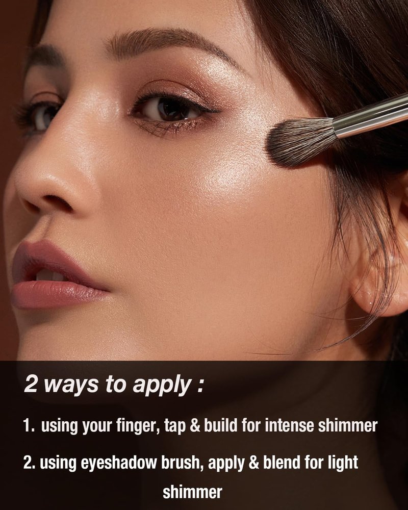 Enfuntins 2 Pcs Glitter Eyeshadow Single, Ultra-Fine Sparkling Diamond Shimmer, Long-Lasting Sheer Eye Makeup, Crease-Proof & Buildable Eye Shadow Topper, Gold & Brown Champagne