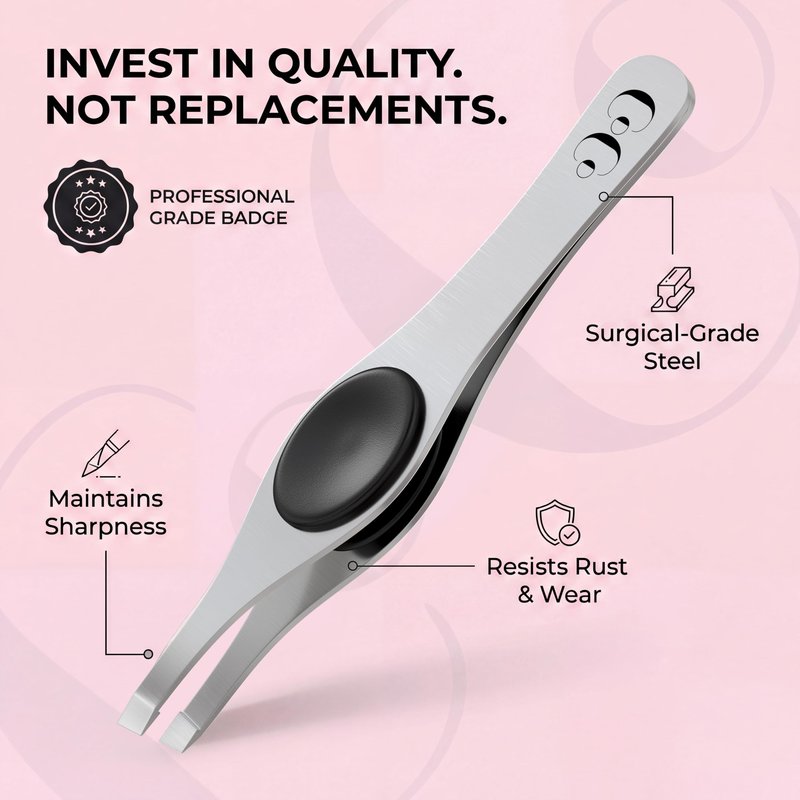 Cocos Tweezers for Facial Hair Women - Slanted Eyebrow Tweezers, Stainless Steel with Sharp Precision for Shaping Eyebrows, and Ingrown & Fine Hair Removal - Non-Slip Grip