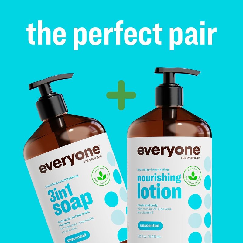 2-in-1 Lotion for Hands & Body - Unscented Moisturizer for Men & Women | 32 oz (Pack of 2)