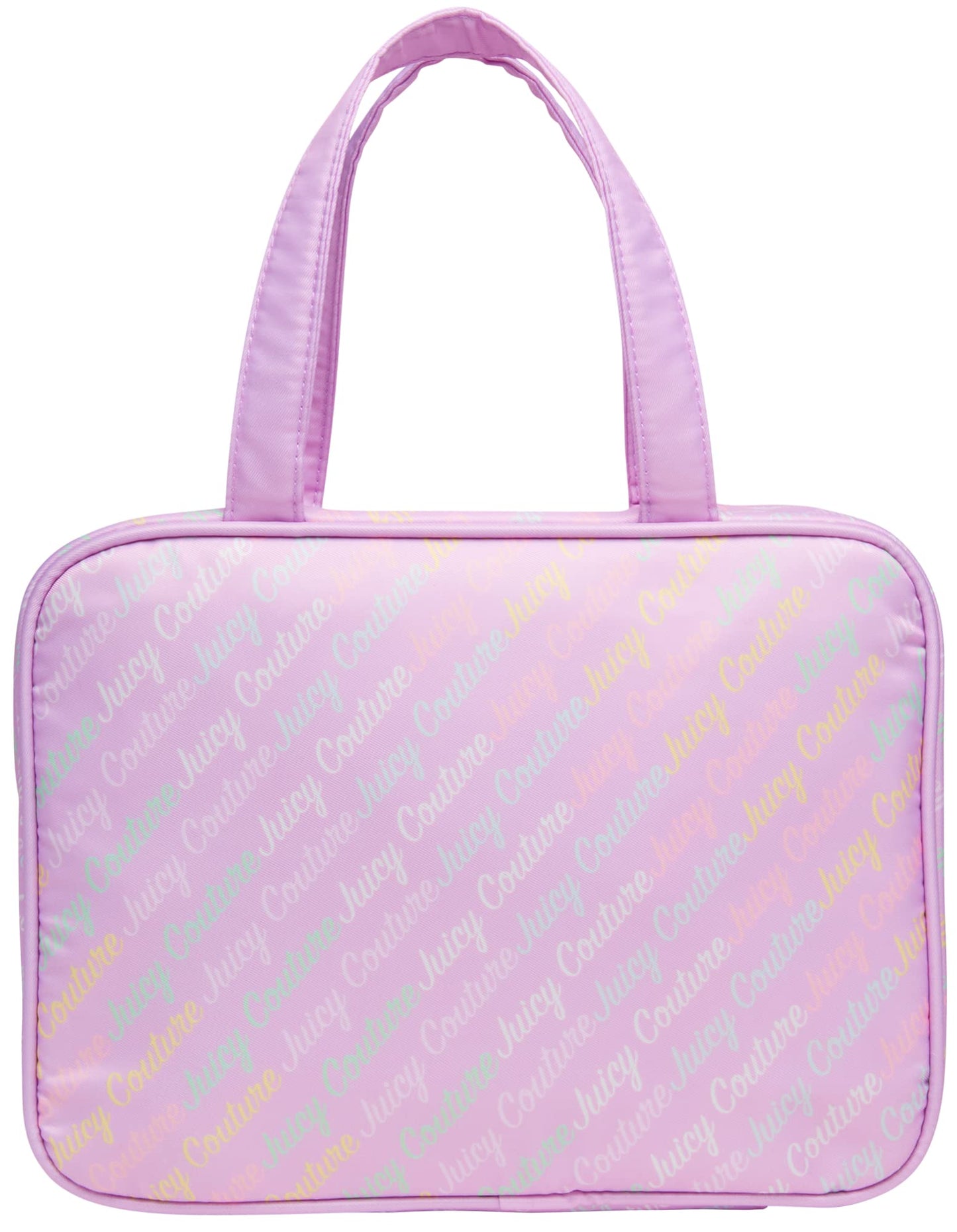 Juicy Couture Lavender Purple Makeup Bag Cosmetics Organizer Travel Essentials Weekender Pink Logo Print