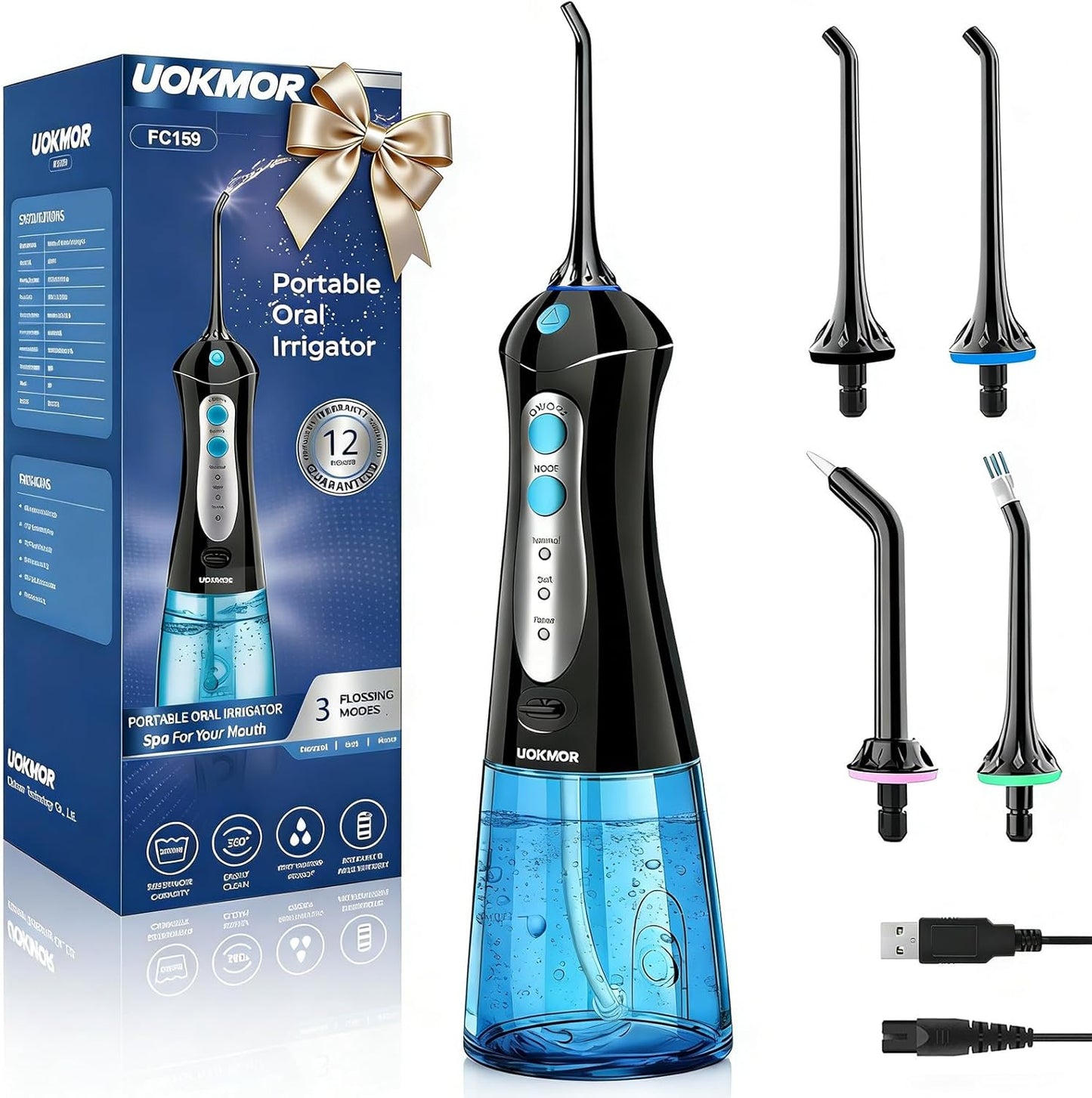 Dental Flosser Water Pick - Portable Cordless Oral Irrigator with 3 Modes | IPX7 Waterproof, Rechargeable for Adults and Braces